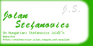 jolan stefanovics business card